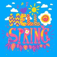 Hello spring hand drawn lettering vector