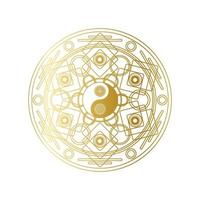 Shiny Golden Mandala with Yin Yang Sign Isolated vector