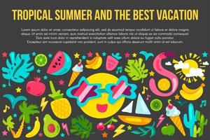 Summer vacation flat banner template vector