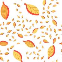 Ornate stylized leaves color seamless vector pattern