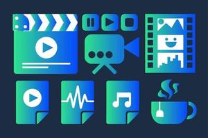 Movie industry, cinema vector sticker set