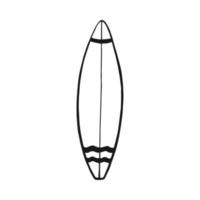 Surf board. Hand drawn vector illustration. Line art style isolated isolated on white background.