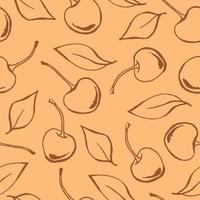 Seamless pattern with cherry. Hand drawn illustration converted to vector. vector