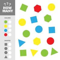 How many counting game with simple geometric shapes for kids vector