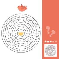 Maze game for children, education worksheet. Bird and nest with eggs vector