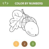 Acorn. Color by numbers. Coloring book. Educational puzzle game for children vector