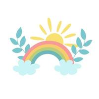 Vector baby rainbow illustration. Hand drawn nursery modern rainbow