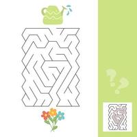 A puzzle game for kids. Go through the maze, watering can and flowers vector