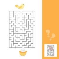 Maze game for children, education worksheet. Bird and nest with eggs vector