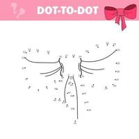 Vector educational game of dot to dot puzzle with doodle bow for children