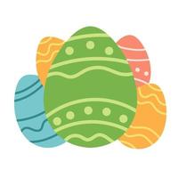 huevos de pascua simples estilizados en diseño de dibujos animados planos - vector en blanco