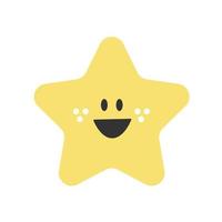 Doodle colored star happy character icon isolated on white background. vector