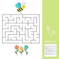 Maze puzzle for children. Help bee find flower. Kids activity sheet. vector