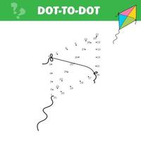 Dot to dot game with kite. Connect the dots. Math game vector