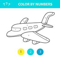 Coloring by numbers cute vector plane. Educational game for children