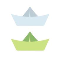 Hand drawn paper boat icons. Simple drawing of origami ship vector