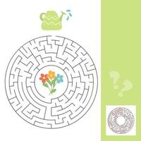 A puzzle game for kids. Go through the maze, watering can and flowers vector