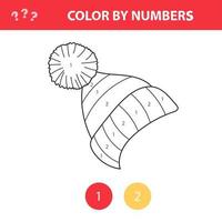 Coloring book for kids, winter hat vector. Color by numbers - warm hat vector