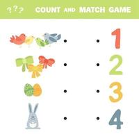 Count how many items. Vector educational game. Cute Easter elements