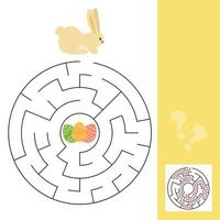 Help little bunny find path to Easter egg. Labyrinth. Maze game for kid vector