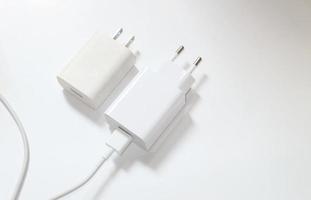 Micro-USB and Type-C Fast Charge on a white background. photo