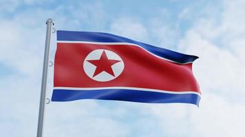 realistisches 3d-rendering looping nordkorea flag animation video hintergrund
