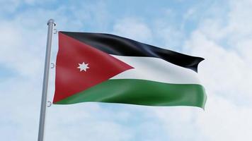 realistisches 3d-rendering looping jordania flag animation video hintergrund