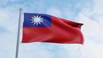 realistisches 3d-rendering looping taiwan flag animation video hintergrund