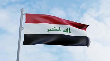 realistisk 3d-rendering looping irak flaggan animation video bakgrund