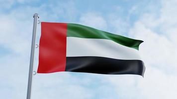 realistische 3d-renderingschleife arabische emirate flag animation video hintergrund