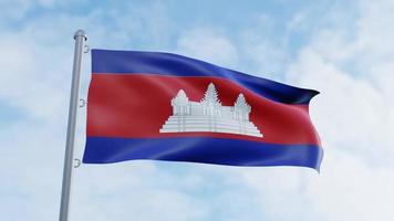 realistisches 3d-rendering looping kambodscha flag animation video hintergrund