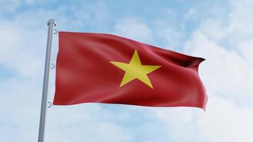 Realistic 3D rendering  looping Vietnam flag animation video background