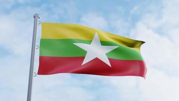 Realistic 3D rendering  looping  Myanmar flag animation video background