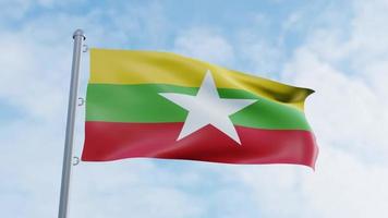 Realistisches 3D-Rendering Looping Videohintergrund der Animation der Myanmar-Flagge video