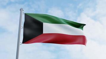 realistische 3d-rendering kuwait looping flag animation video hintergrund