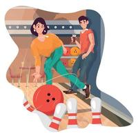 Couple Playing Bowling vector