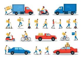 Set of Illustrations with Delivery Man