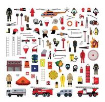 Firefighter and Rescue Equipment Set vector