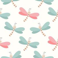 Dragonflies summer baby seamless pattern vector