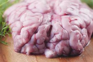 close up of mutton brain on a chopping board photo