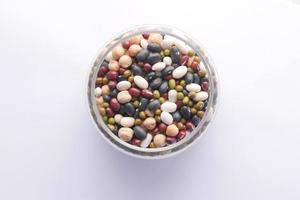 top view of mixed beans in a bowl photo