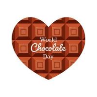 día mundial del chocolate, ilustración de barra de chocolate en forma de corazón vector