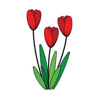 Tulip Flower Clip Art Outline with Yellow Cute Color Vector Animated Illustration Design