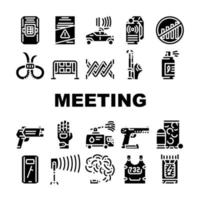 Protests Meeting Event Collection Icons Set Vector