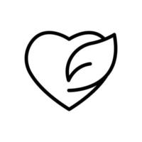 vector de icono de corazón con hoja. vida sana, medio ambiente sano, ecología. estilo de icono de línea. ilustración de diseño simple editable