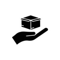 Hand icon with open box. delivery. solid icon style. suitable for packaging icon. simple design editable. Design template vector