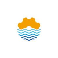 cog machine symbol, ocean gradient design logo vector