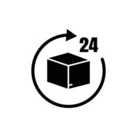 Box icon inside circle. number 24. full time delivery. solid icon style. suitable for packaging icon. simple design editable. Design template vector