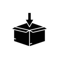 icono de caja abierta y con flecha. estilo de icono sólido. adecuado para el icono de embalaje. diseño simple editable. vector de plantilla de diseño