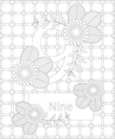 number coloring page vector